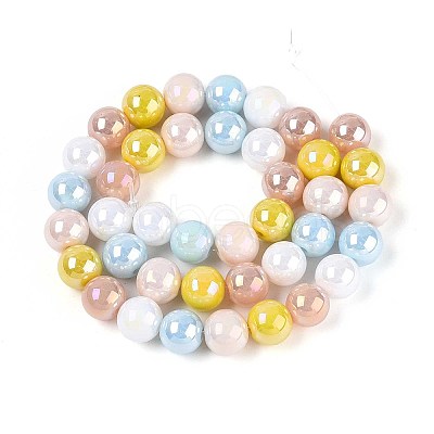 Electroplate Glass Beads Strands X-EGLA-N019-10mm-02-1
