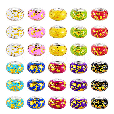 100Pcs 10 Colors Opaque Resin Rondelle European Beads RESI-TA0005-74-1