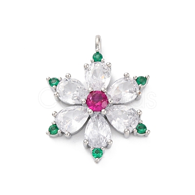 Rack Plating Brass with Cubic Zirconia Pendants KK-Q010-11P-1