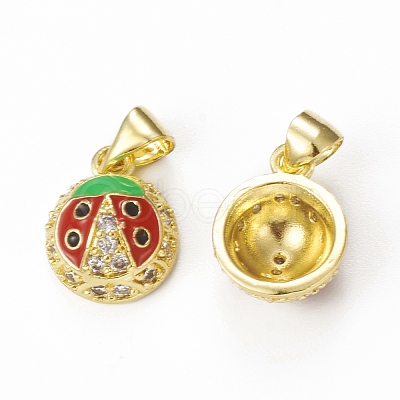 Brass Micro Pave Cubic Zirconia Charms KK-E068-VB322-1