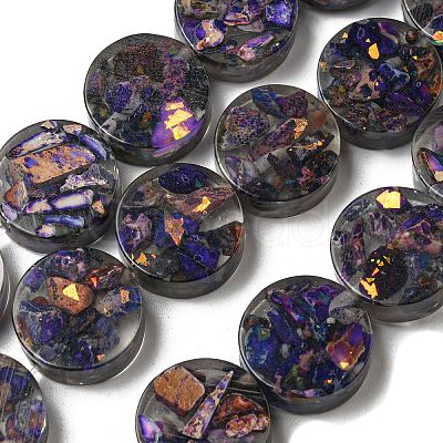Dyed Natural Imperial Jasper with Resin Beads Strands G-G083-E02-01-1