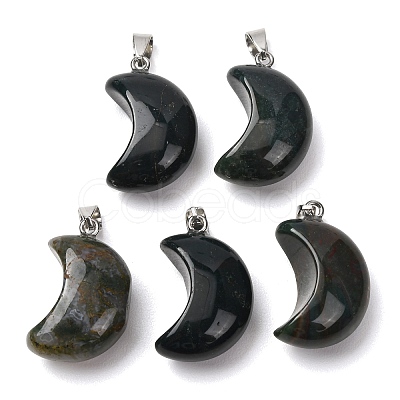 Natural Moss Agate Pendants G-F820-02L-12-1
