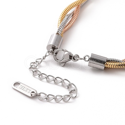 304 Stainless Steel Braided Round Snake Chain Bracelet for Women LS-BJEW-P286-04A-1