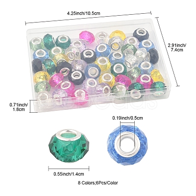 48Pcs 8 Colors Handmade Glass European Beads GLAA-FS0002-14-1