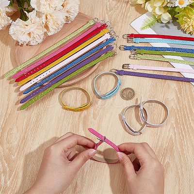 20Pcs 10 Colors PU Leather Watch Bands AJEW-CY0002-89-1