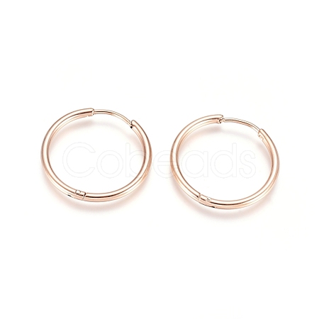 304 Stainless Steel Huggie Hoop Earrings EJEW-G272-02-20mm-RG-1