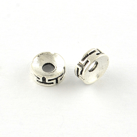 Flat Round Tibetan Style Alloy Spacers Beads X-TIBEB-Q066-06AS-LF-1