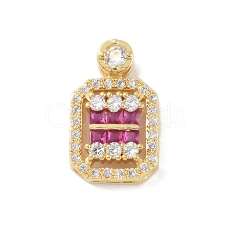 Rack Plating Brass Micro Pave Cubic Zirconia Pendants KK-A224-20G-01-1