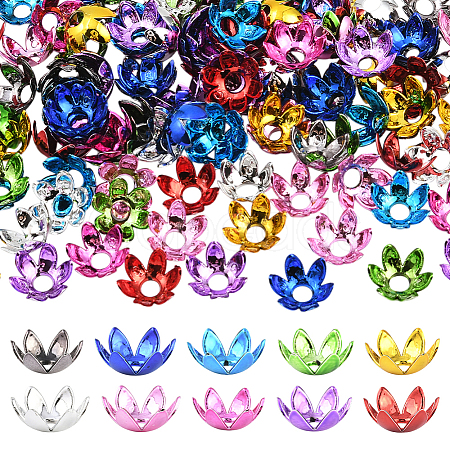 120Pcs 10 Colors Acrylic Bead Caps OACR-SP0001-94-1