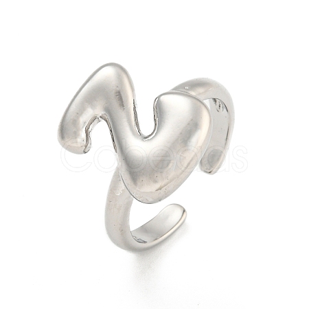 Brass Letter Open Cuff Rings for Women RJEW-G313-01Z-P-1