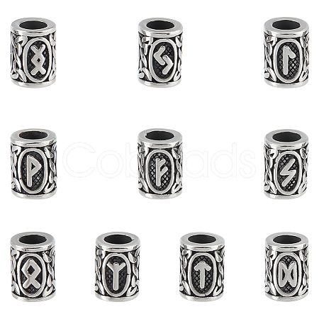 10Pcs 10 Styles 304 Stainless Steel European Beads OPDL-UN0001-06-1