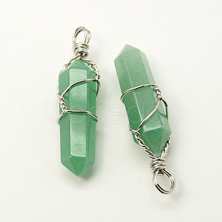 Natural Green Aventurine Double Terminated Pointed Pendants G-J062-01P-1