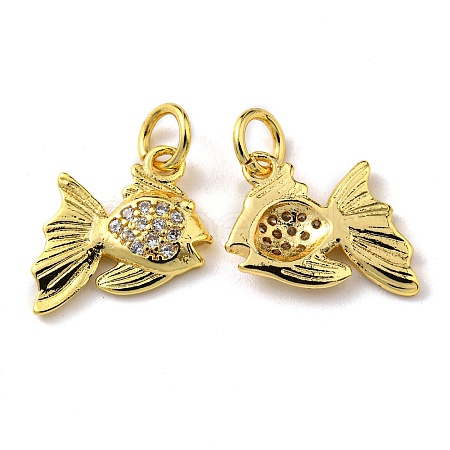 Rack Plating Brass Micro Pave Cubic Zirconia Charms KK-D036-01G-1