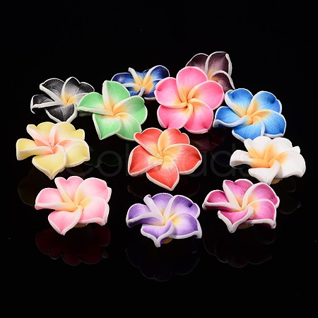 Handmade Polymer Clay 3D Flower Plumeria Beads CLAY-Q192-15mm-M-1