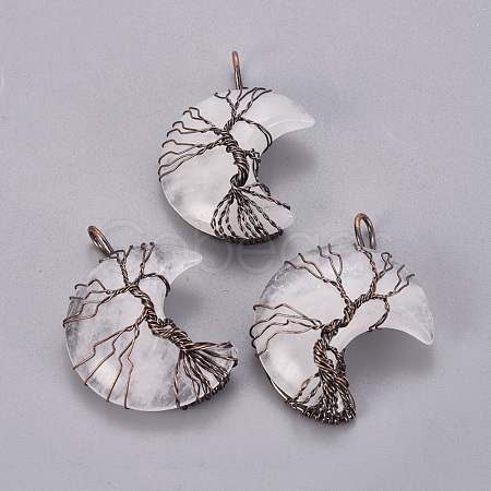 Natural Quartz Crystal Tree of Life Wire Wrapped Pendants G-L520-E06-R-NF-1