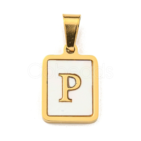 PVD Vacuum Plating 304 Stainless Steel Pave Natural White Shell Pendants STAS-S130-03G-P-1