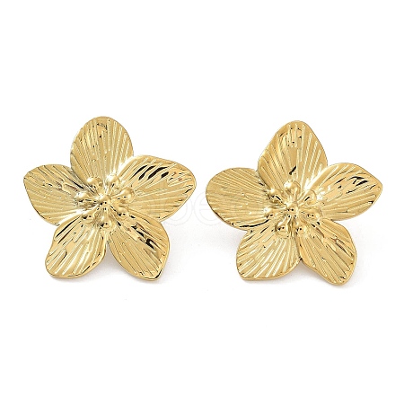 Flower 304 Stainless Steel Stud Earrings High Polished EJEW-L267-002G-1