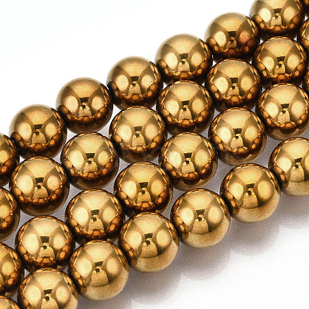 Non-magnetic Synthetic Hematite Beads Strands G-S096-10mm-2-1