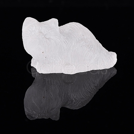 Natural Quartz Crystal Carved Cat Figurine G-Q615-04H-1