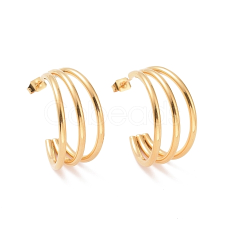 Iron Plating(IP) 304 Stainless Steel C-shape Stud Earrings EJEW-G298-13B-G-1