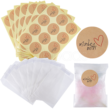 120Pcs Flat Translucent Glassine Waxed Paper Treat Bags Cookie Bags STIC-CP0001-11G-1