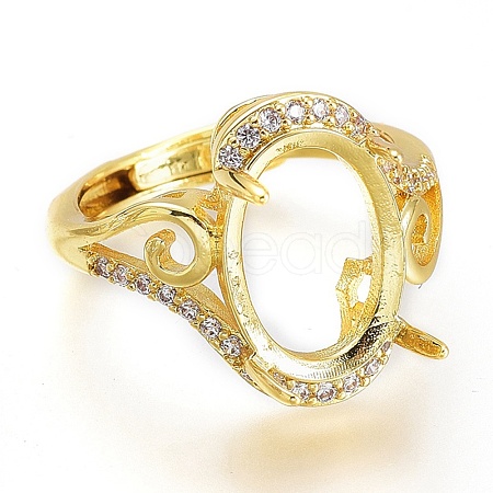 Adjustable Brass Micro Pave Clear Cubic Zirconia Solitaire Ring Settings ZIRC-I049-10G-1
