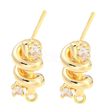 Brass Micro Pave Cubic Zirconia Stud Earring Findings LS-KK-U015-01G-1