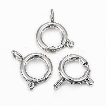 Tarnish Resistant 304 Stainless Steel Smooth Surface Spring Ring Clasps LS-STAS-H396-D-02P-1
