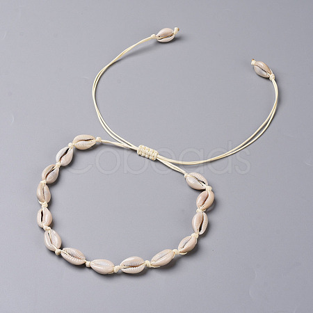 Cowrie Shell Choker Necklaces NJEW-JN02388-01-1