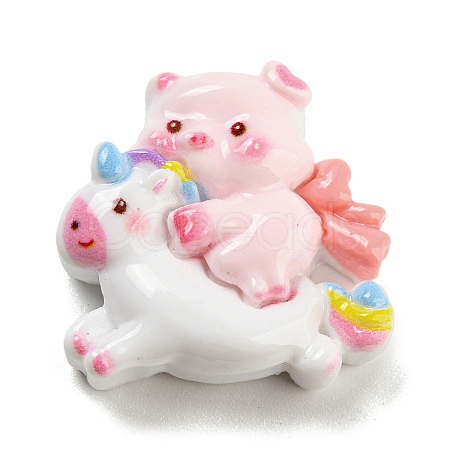 Pig Theme Opaque Resin Cabochons RESI-H154-01D-1