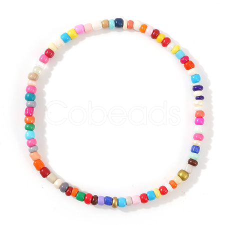 Bohemian Style Glass Seed Round Beaded Stretch Bracelets for Women and Girls QC1602-23-1