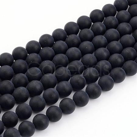 Dyed & Heated Natural Black Agate Bead Strands G-H056-4mm-1