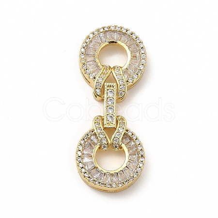 Rack Plating Brass Pave Clear Cubic Zirconia Fold Over Clasps X-KK-G458-05G-1