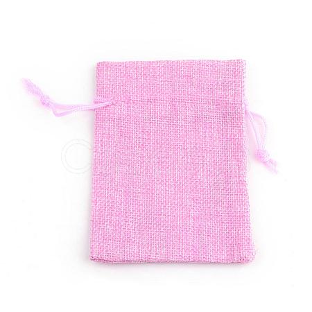 Polyester Imitation Burlap Packing Pouches Drawstring Bags ABAG-R005-14x10-19-1
