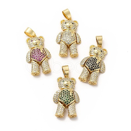 Rack Plating Brass Micro Pave Cubic Zirconia Pendants KK-E072-29G-1