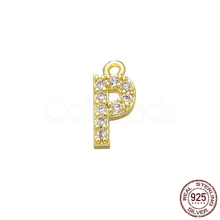 Real 18K Gold Plated 925 Sterling Silver Micro Pave Clear Cubic Zirconia Charms STER-P054-10G-P-1