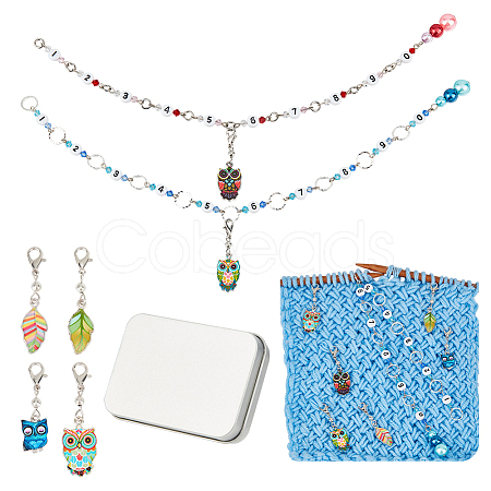Owl Theme DIY Knitting Tool Sets HJEW-AB00741-1