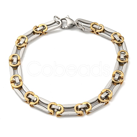 Ion Plating(IP) Two Tone 201 Stainless Steel Oval Link Chain Bracelet BJEW-B078-04GP-1
