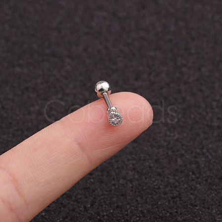 316L Surgical Stainless Steel Micro Pave Clear Cubic Zirconia Teardrop Cartilage Earrings WG9CD6D-44-1