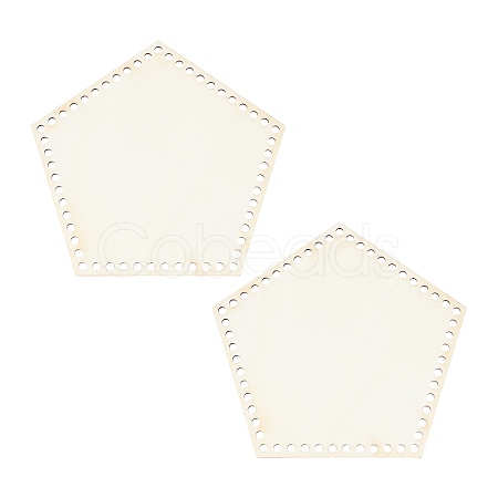 2Pcs Pentagon Wooden Basket Bottoms WOOD-PH0001-84-1
