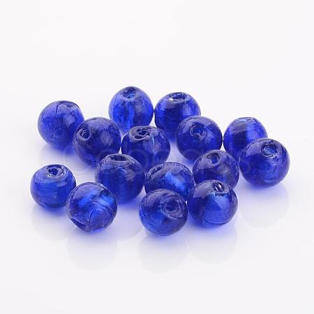 Handmade Silver Foil Glass Beads FOIL-R054-12mm-11-1