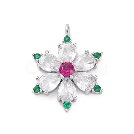 Rack Plating Brass with Cubic Zirconia Pendants KK-Q010-11P-1