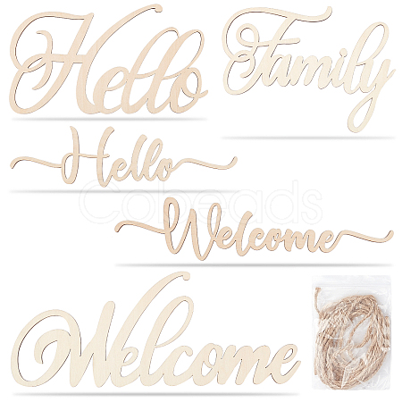 5 Sets 5 Style Wooden Door Signs AJEW-CN0001-50-1
