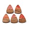 Resin & Wood Pendants, with Gold Foil, Triangle Charm, Orange, 23x15x3mm, Hole: 2mm