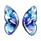 Epoxy Resin Butterfly Wings Cabochons, with Gold Foil & Glitter Powder, Light Sky Blue, 32.5x15x2mm