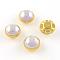 ABS Plastic Imitation Pearl Sewing Buttons, AB Color, with Brass Findings, Lavender, Golden, 10~10.5x6~6.5mm, Hole: 1mm