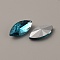 Glass Rhinestone Cabochons, Pointed Back & Back Plated, Horse Eye, Aquamarine, 15x7x4mm