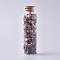 Glass Wishing Bottle, For Pendant Decoration, with Tourmaline Chip Beads Inside and Cork Stopper, 22x71mm