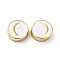 Rack Plating Alloy Enamel Beads, Flat Round with Moon, Golden, White, 10~10.5x4mm, Hole: 1.4mm