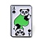 Black Zinc Alloy Brooches, Playing Card with Panda Enamel Pins for Men Women, Spade, 30x20.5x1.5mm